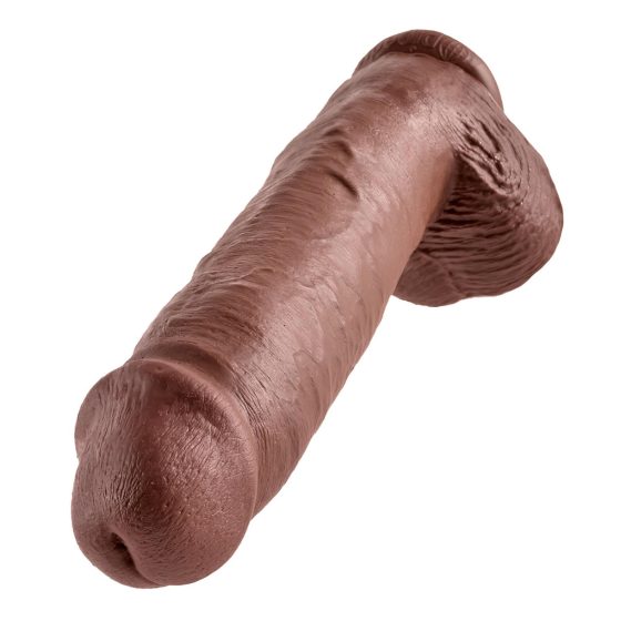 King Cock 11 - Large Suction Cup Dildo with Balls (28cm) - Brown