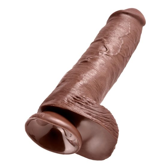 King Cock 11 - Large Suction Cup Dildo with Balls (28cm) - Brown