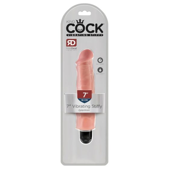 King Cock 7 Stiffy - Waterproof Realistic Vibrator (7 Inches) - Natural"