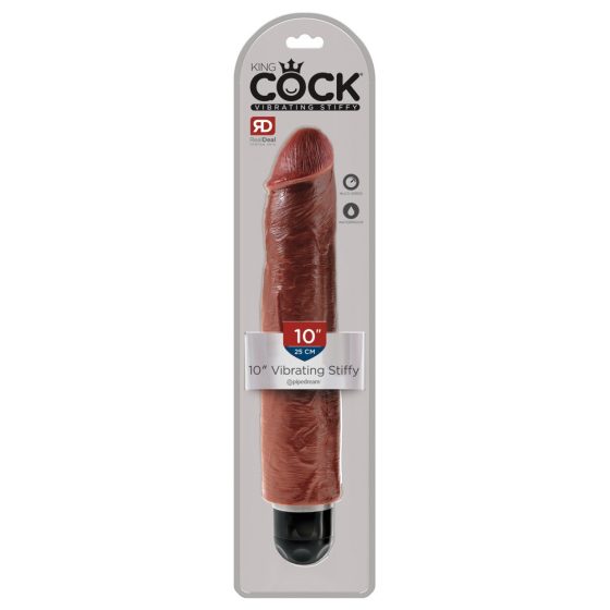 King Cock 10 Stiffy - waterproof, lifelike vibrator (25cm) - brown