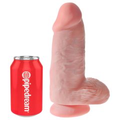   King Cock 9 Chubby - suction cup, testicle dildo (23 cm) - natural