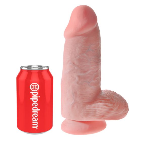 King Cock 9 Chubby - clamp-on, testicular dildo (23cm) - natural