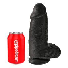   King Cock 9 Chubby - suction cup, testicle dildo (23cm) - black