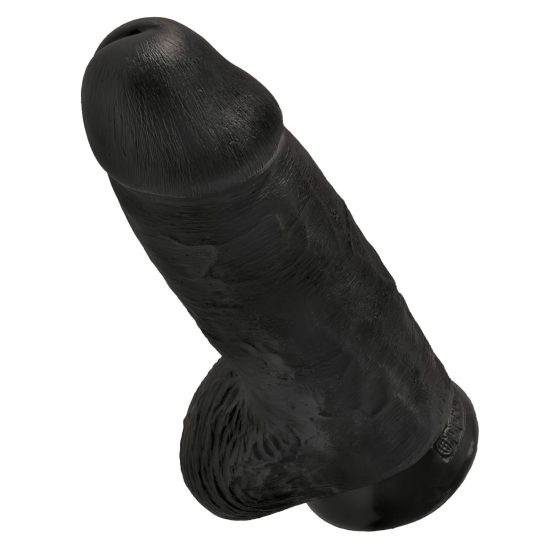 King Cock 9 Chubby - Suction Cup, Testicle Dildo (23cm) - Black