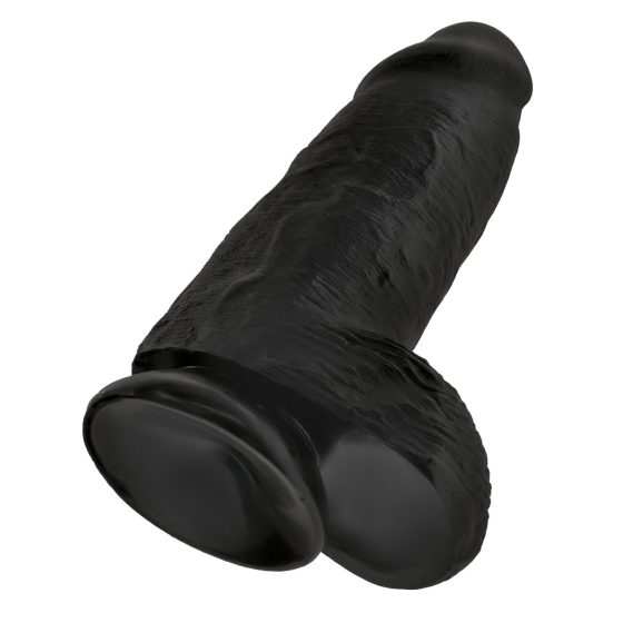 King Cock 9 Chubby - suction cup, testicle dildo (23cm) - black