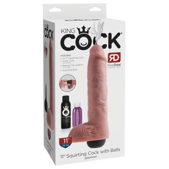 King Cock 11 - Realistic Squirting Dildo (11 Inches) - Natural