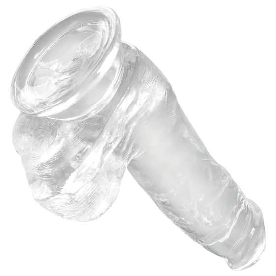 King Cock Clear 6 - Suction Base Small Dildo with Balls (15cm)