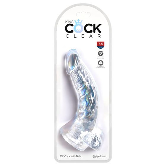 King Cock Clear with Suction Cup and Balls - 7.5 Inch Dildo