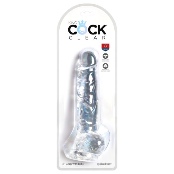 King Cock Clear 8 - Suction Cup Dildo with Balls (20cm)