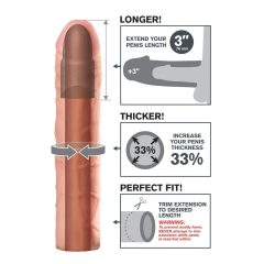   X-TENSION Perfect 3 - Realistic Penis Sleeve (22.8cm) - Natural