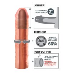 X-TENSION Mega 3 - Realistic Penis Sleeve (22.8cm) - Natural