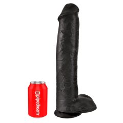 King Cock 15 - Suction Cup Dildo with Balls (38cm) - Black