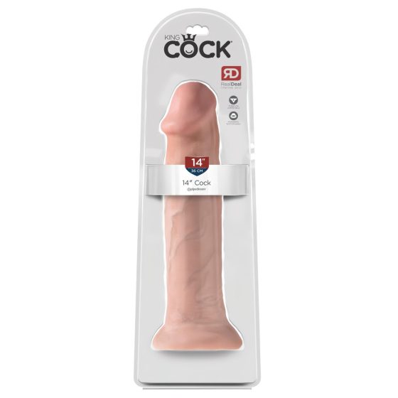 King Cock 14 - Large Suction Cup Dildo (36cm) - Natural