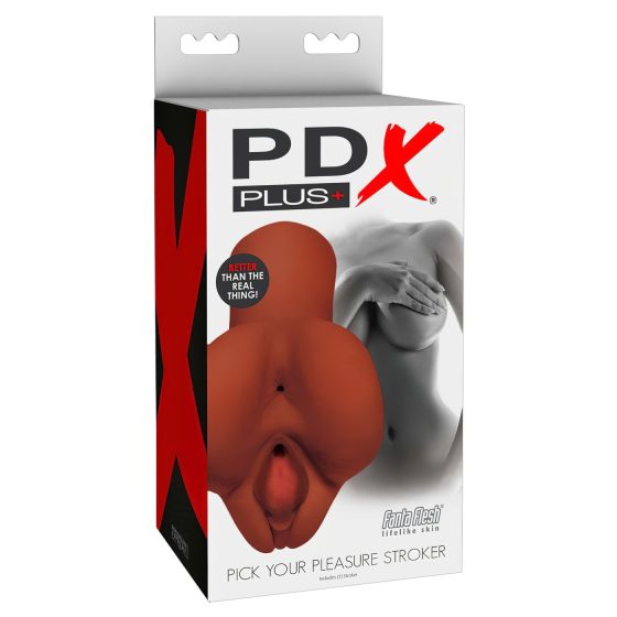 PDX Pick Your Pleasure Stroker - 2in1 Realistic Masturbator (Brown)