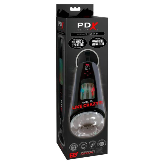 PDX Ultimate Milker 2 - Rechargeable Rotating Vibrating Masturbator (Black)