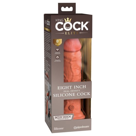 King Cock Elite 8 - Suction Cup Realistic Dildo (20cm) - Dark Natural