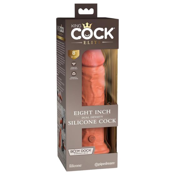 King Cock Elite 8 - suction cup dildo (20cm) - dark natural