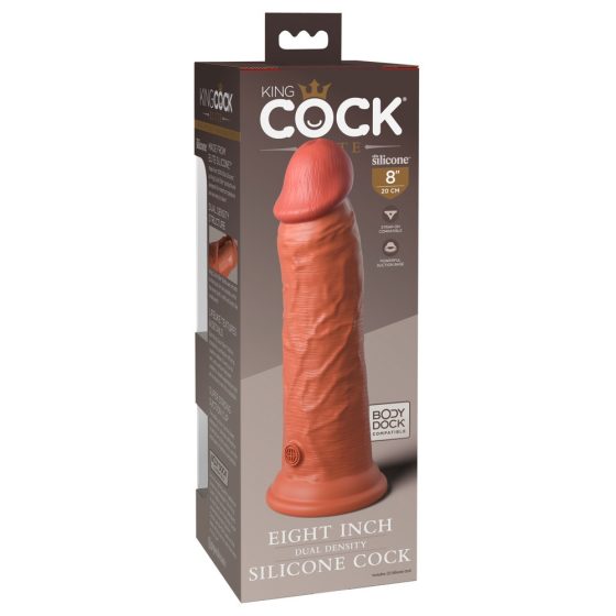 King Cock Elite 8 - Suction Cup Realistic Dildo (20cm) - Dark Natural