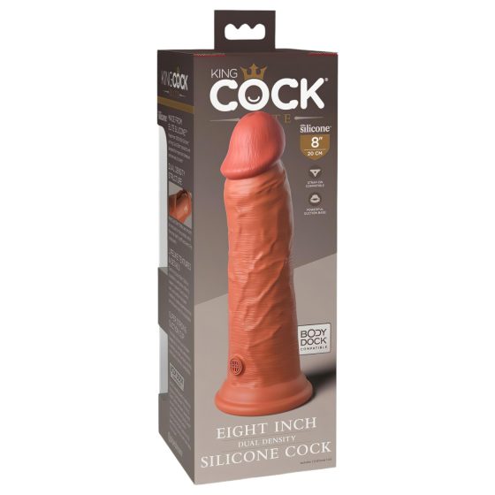 King Cock Elite 8 - suction cup dildo (20cm) - dark natural