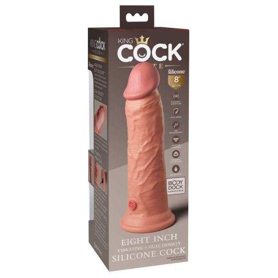 King Cock Elite 8 - Suction Cup Realistic Vibrator (20cm) - Natural