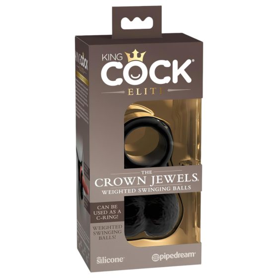 King Cock Elite Crown Jewels - Swinging Balls, Penis Sleeve (Black)