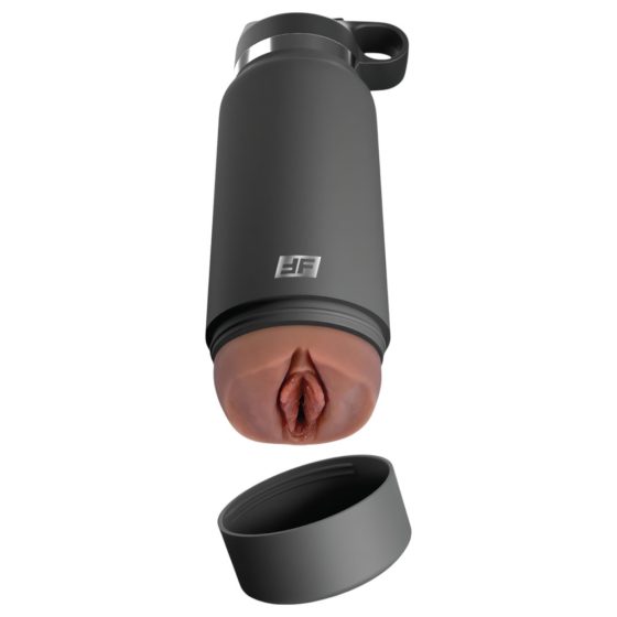 Fuck Flask Secret Delight - masturbation cup with vulva (black-brown)