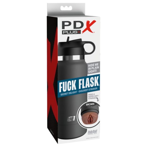 Fuck Flask Secret Delight - masturbation cup with vulva (black-brown)