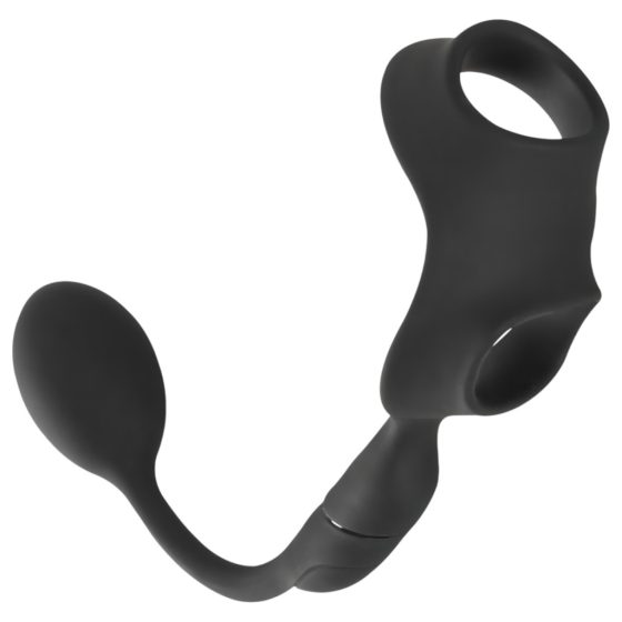 Rebel - Penis and Testicle Ring with Anal Vibrator (Black)