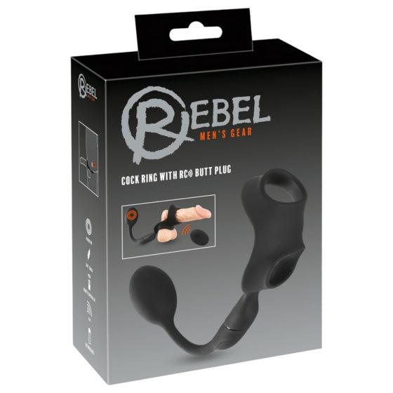 Rebel - Penis and Testicle Ring with Anal Vibrator (Black)