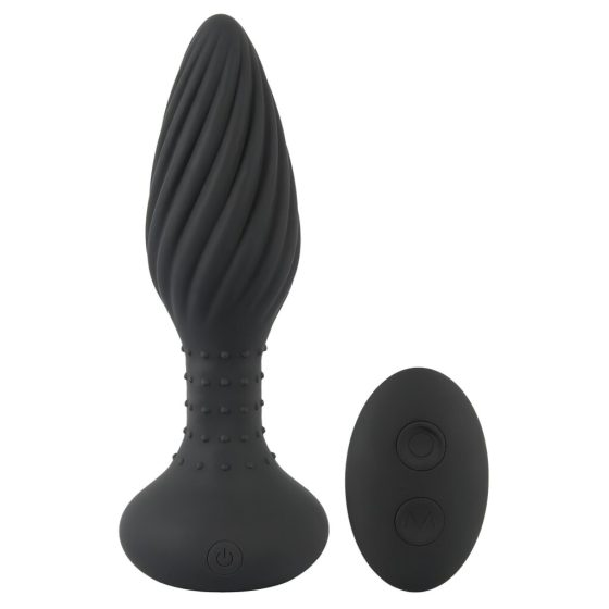 ANOS - Rechargeable, Radio-Controlled, Rotating Beaded Spiral Anal Vibrator (Black)