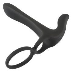   Black Velvet - Rechargeable 2-in-1 Partner Vibrator and Penis Ring (Black)