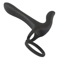   Black Velvet - Rechargeable 2-in-1 Partner Vibrator and Penis Ring (Black)