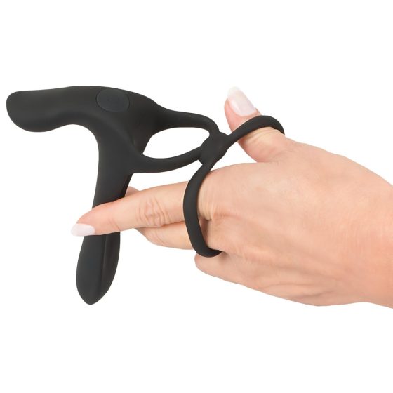 Black Velvet - Rechargeable 2-in-1 Partner Vibrator and Penis Ring (Black)