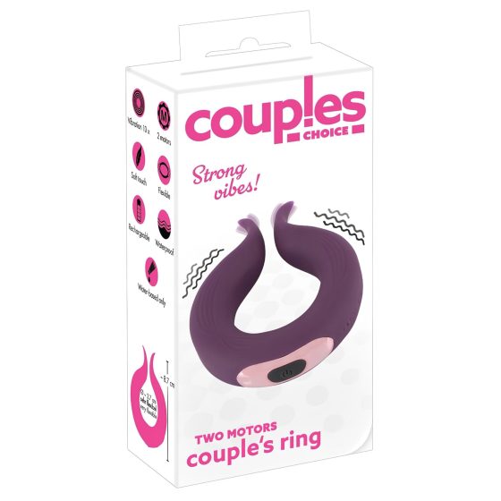 Couples Choice - Rechargeable Dual Motor Penis Ring (Purple)