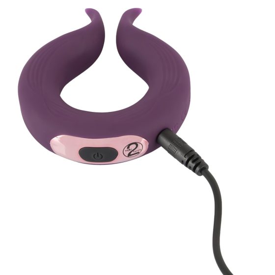 Couples Choice - Rechargeable Dual Motor Penis Ring (Purple)