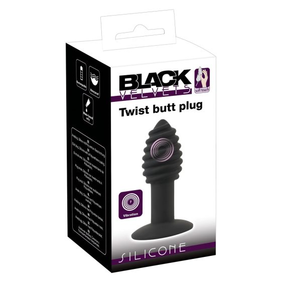 Black Velvet Twist - Rechargeable Silicone Anal Vibrator (Black)