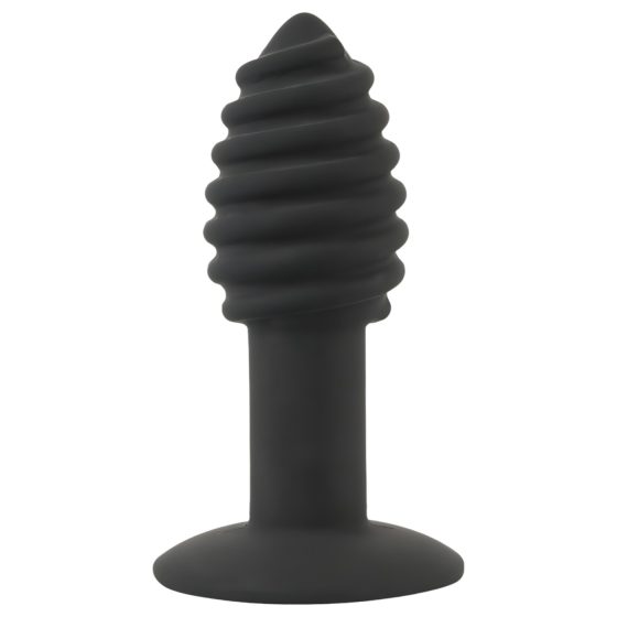 Black Velvet Twist - rechargeable silicone anal vibrator (black)