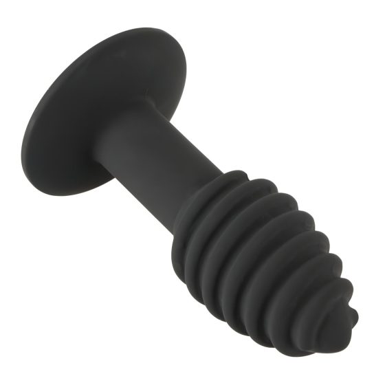 Black Velvet Twist - rechargeable silicone anal vibrator (black)