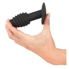   Black Velvet Twist - Rechargeable Silicone Anal Vibrator (Black)