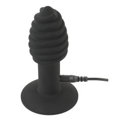   Black Velvet Twist - Rechargeable Silicone Anal Vibrator (Black)