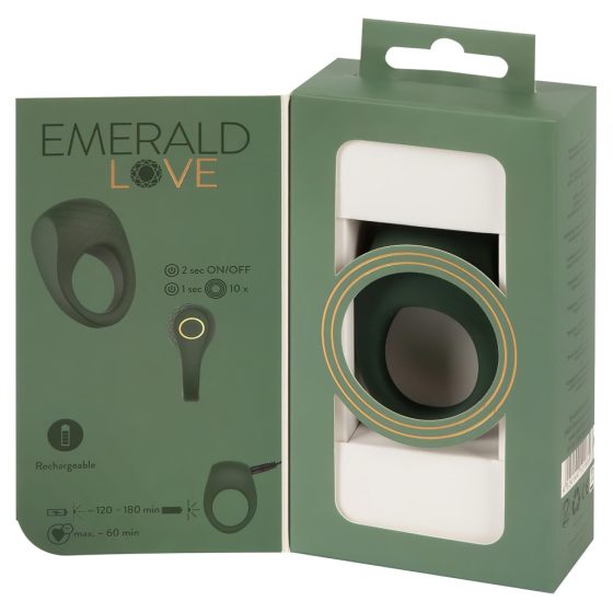 Emerald Love - Rechargeable, Waterproof Vibrating Cock Ring (Green)