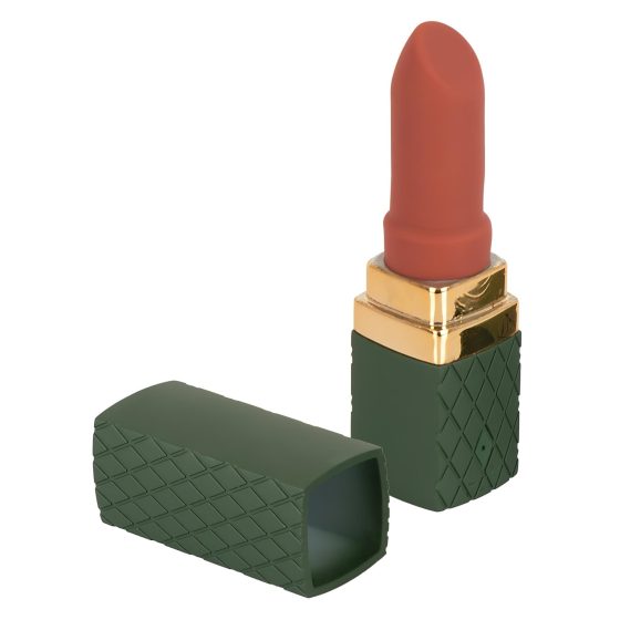 Emerald Love - rechargeable, waterproof lipstick vibrator (green-burgundy)