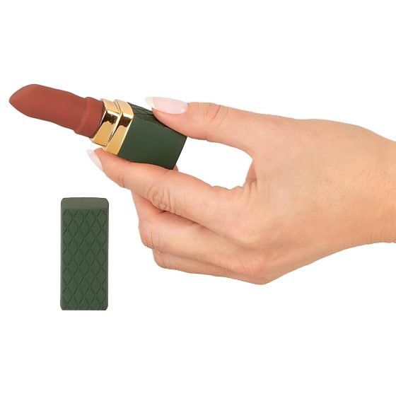 Emerald Love - rechargeable, waterproof lipstick vibrator (green-burgundy)