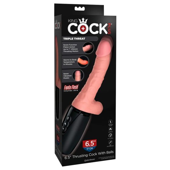 King Cock Plus 6.5 - Testicle Thrusting Vibrator - Natural