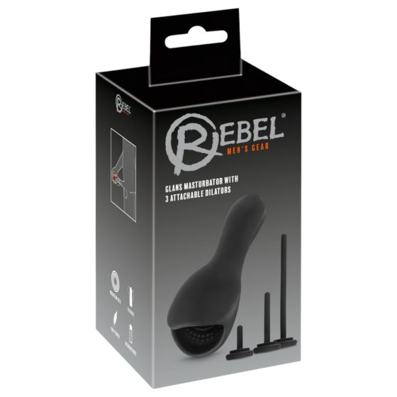 Rebel - glans Vibrator with Urethral Dilator (Black)