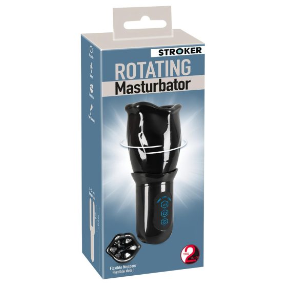 STROKER Rotating - Rechargeable Rotating Masturbator (Black)