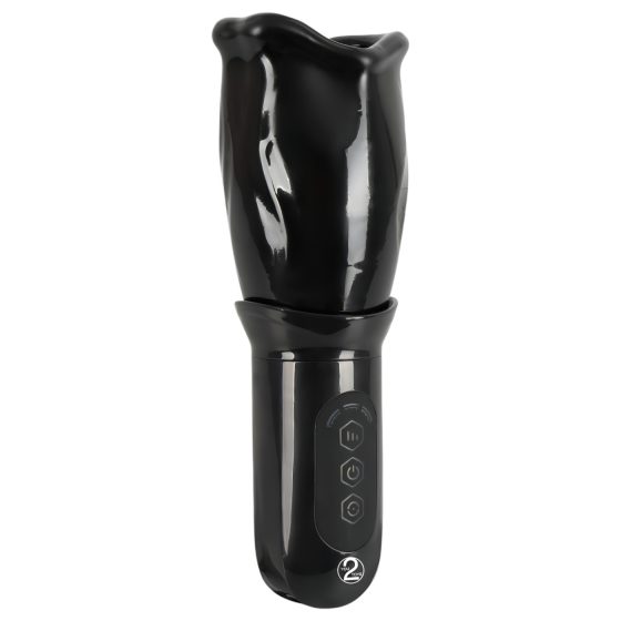 STROKER Rotating - Rechargeable Rotating Mouth Masturbator (Black)