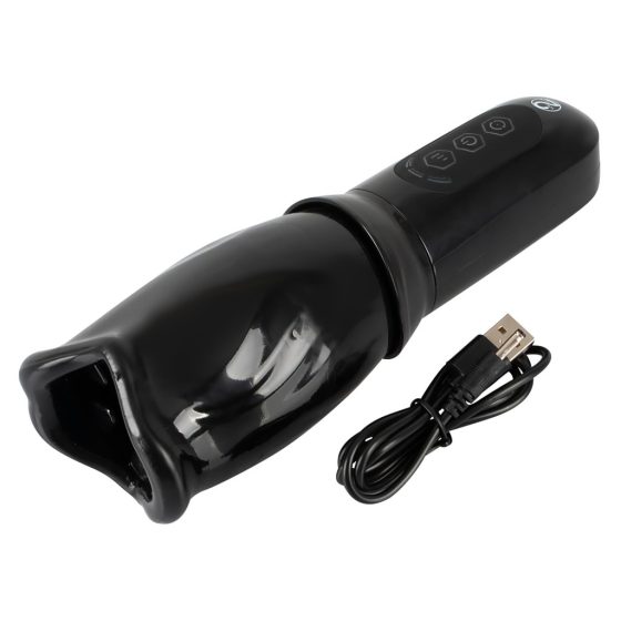 STROKER Rotating - Rechargeable Rotating Mouth Masturbator (Black)