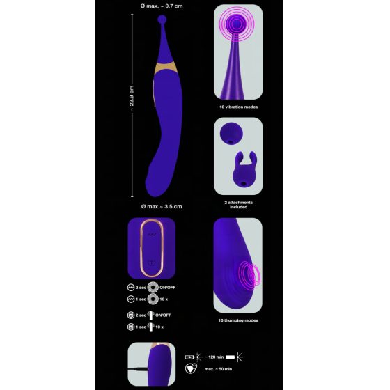 Javida - 2-in-1 Rechargeable Clitoral Stimulator and Vibrator Set (Purple)