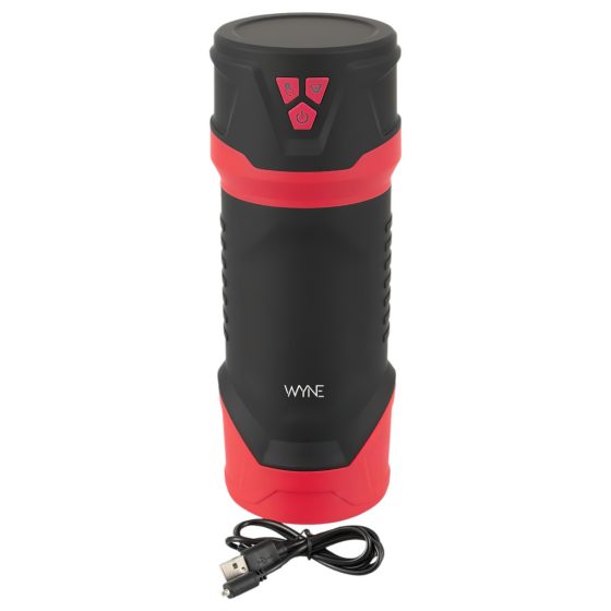 WYNE 04 - Rechargeable Vibrating-Suction Masturbator (Black-Red)